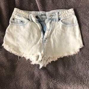 Light wash high waisted / cheeky jean shorts